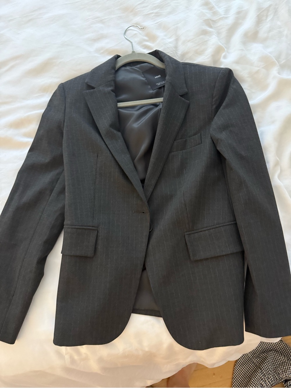 Mango Dark Gray Pinstripe Blazer
